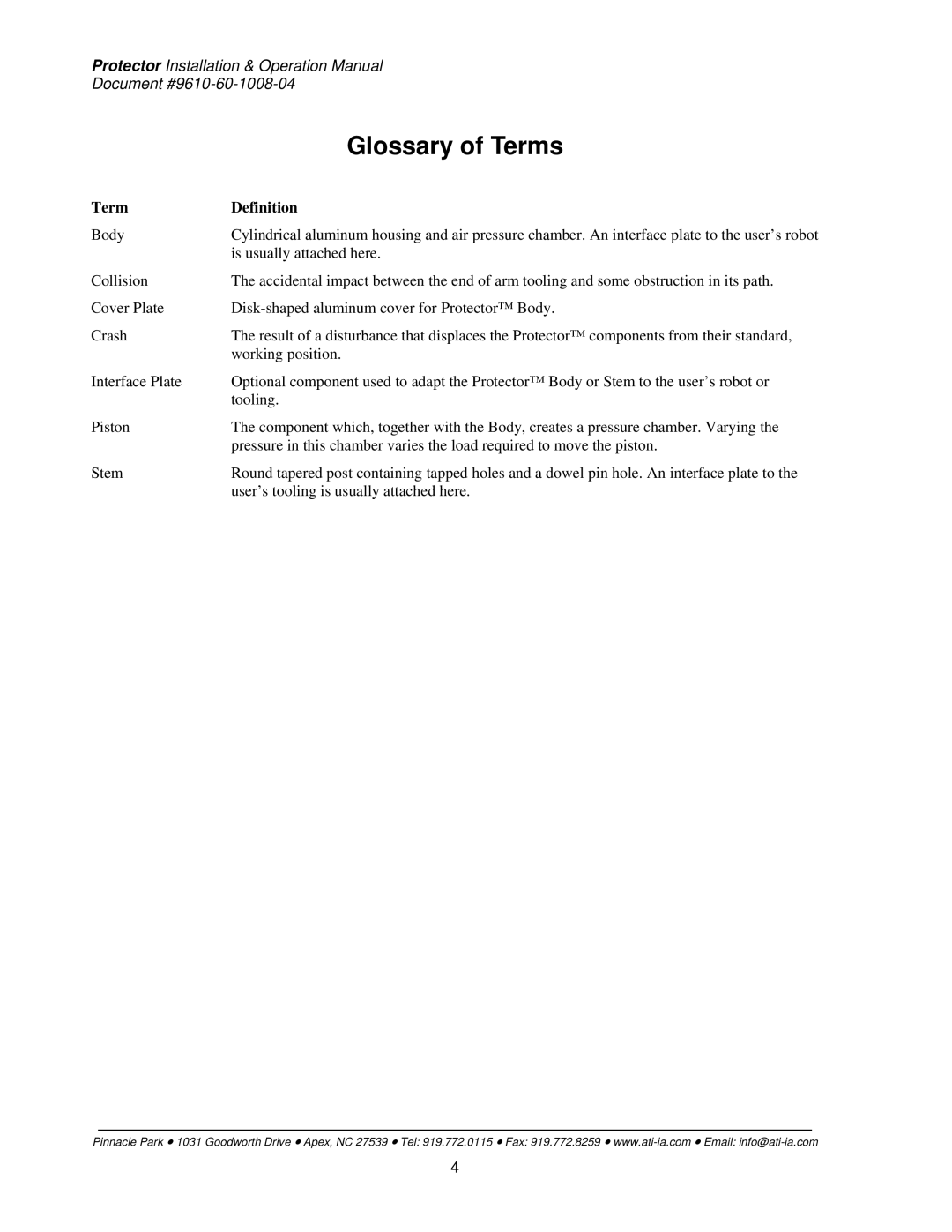 ATI Technologies SR-221, SR-61, SR-131, SR-176, SR-81, SR-101 installation instructions Glossary of Terms 