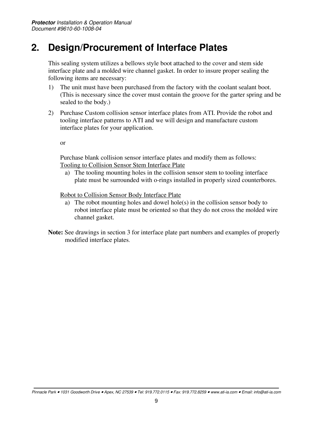 ATI Technologies SR-81, SR-61, SR-131, SR-176, SR-221, SR-101 installation instructions Design/Procurement of Interface Plates 