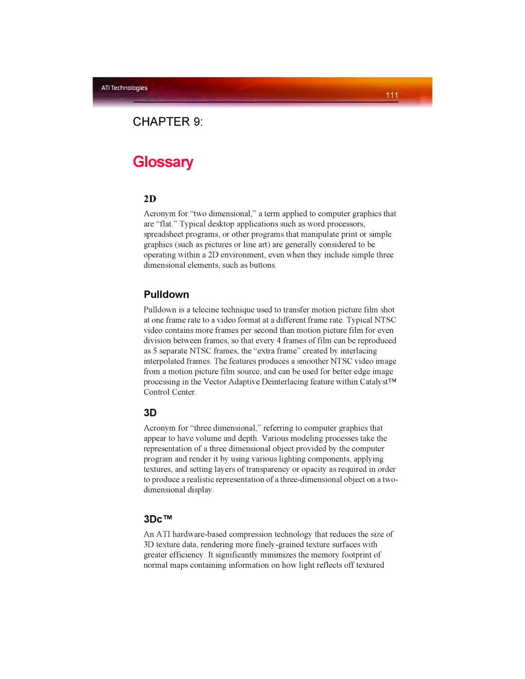 ATI Technologies X1550 SERIES manual Pulldown, 3Dc 