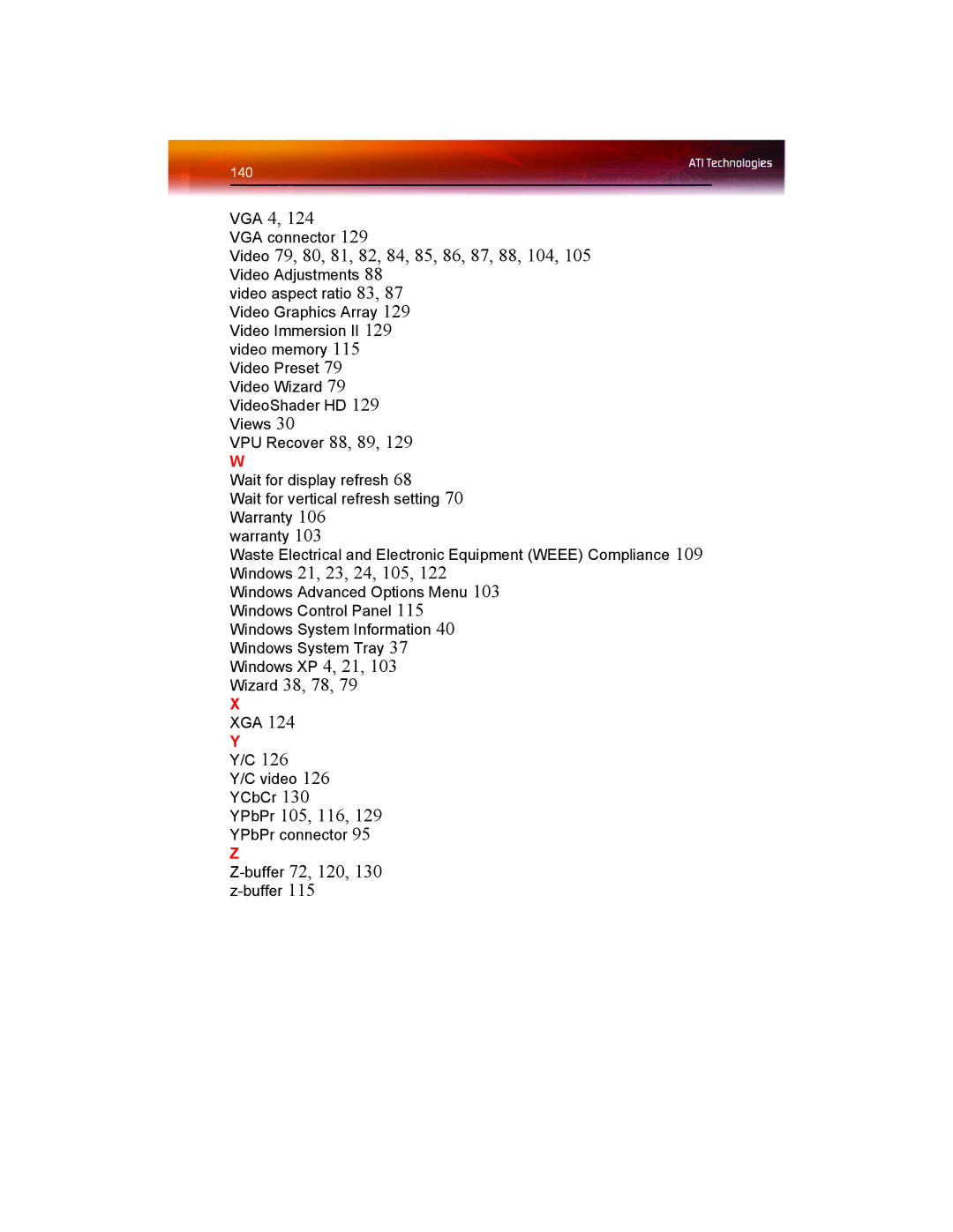 ATI Technologies X1550 SERIES manual VGA 4 