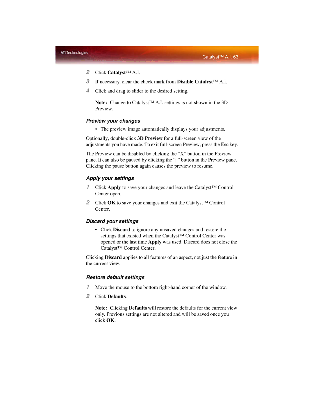 ATI Technologies X1600 manual Preview your changes 