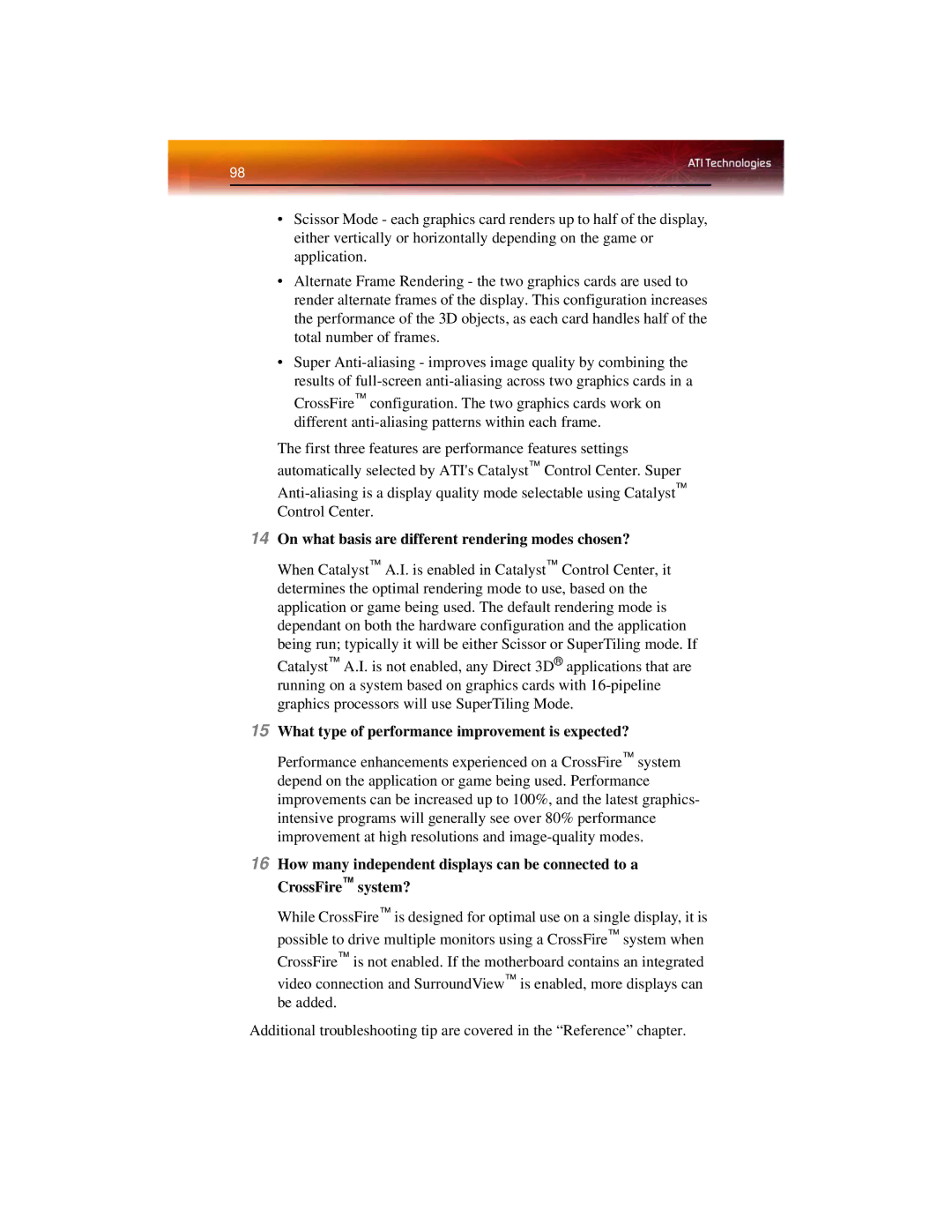 ATI Technologies X1650 manual On what basis are different rendering modes chosen? 