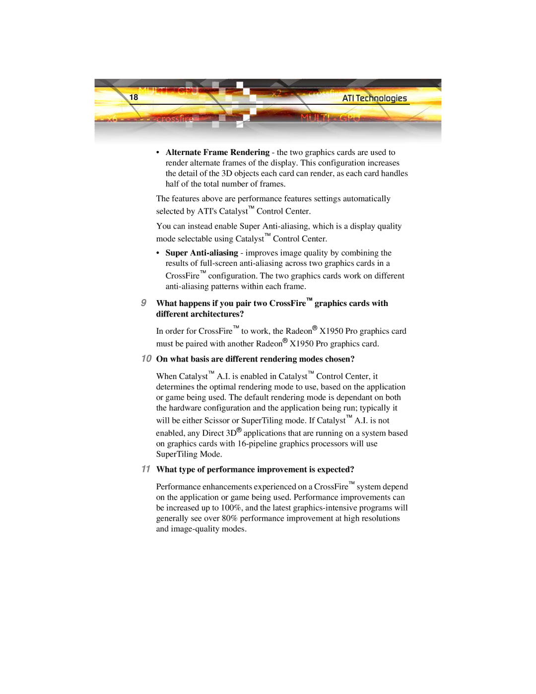 ATI Technologies X1950 PRO manual On what basis are different rendering modes chosen? 