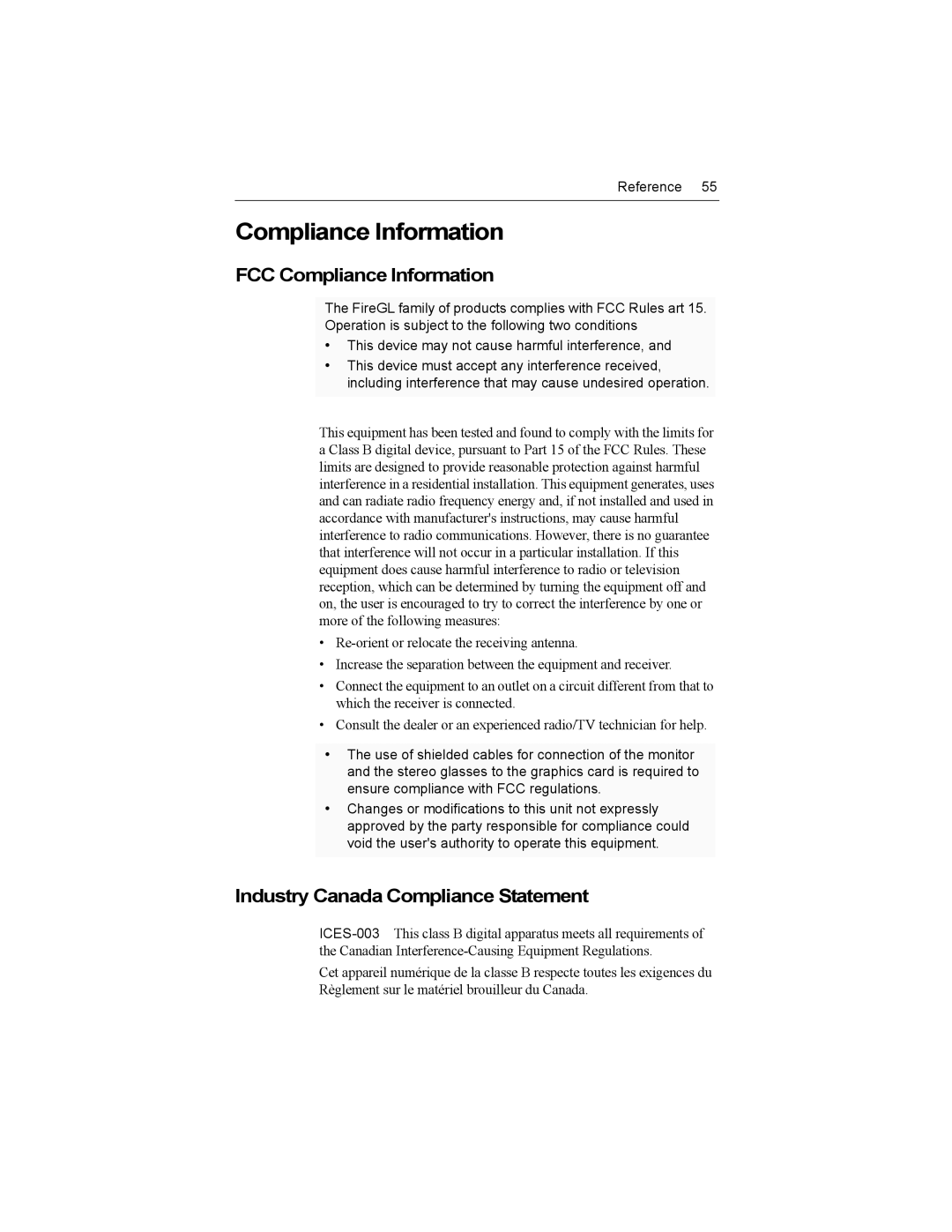 ATI Technologies X1-256P, Z1-128p specifications FCC Compliance Information, Industry Canada Compliance Statement 