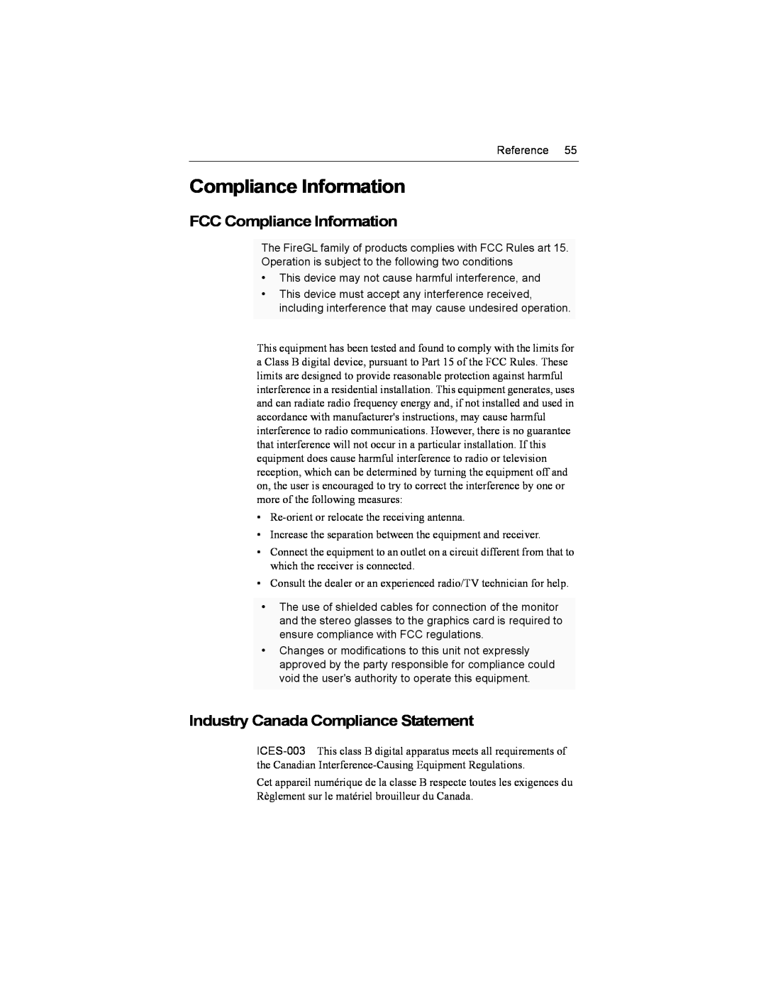 ATI Technologies X1-256P, Z1-128p specifications FCC Compliance Information, Industry Canada Compliance Statement 