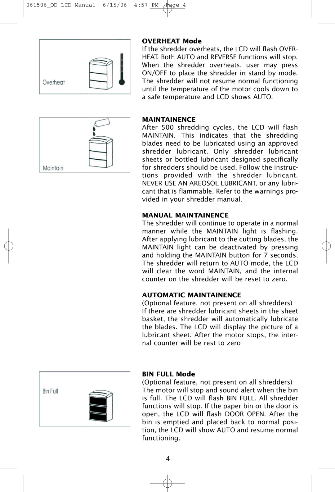 Ativa 061506-5OD, 061506_OD manual Overheat Mode, BIN Full Mode 