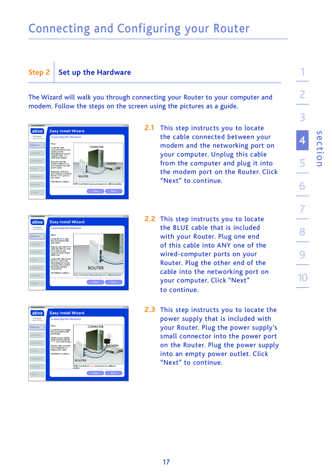 Ativa AWGR54 user manual Set up the Hardware 