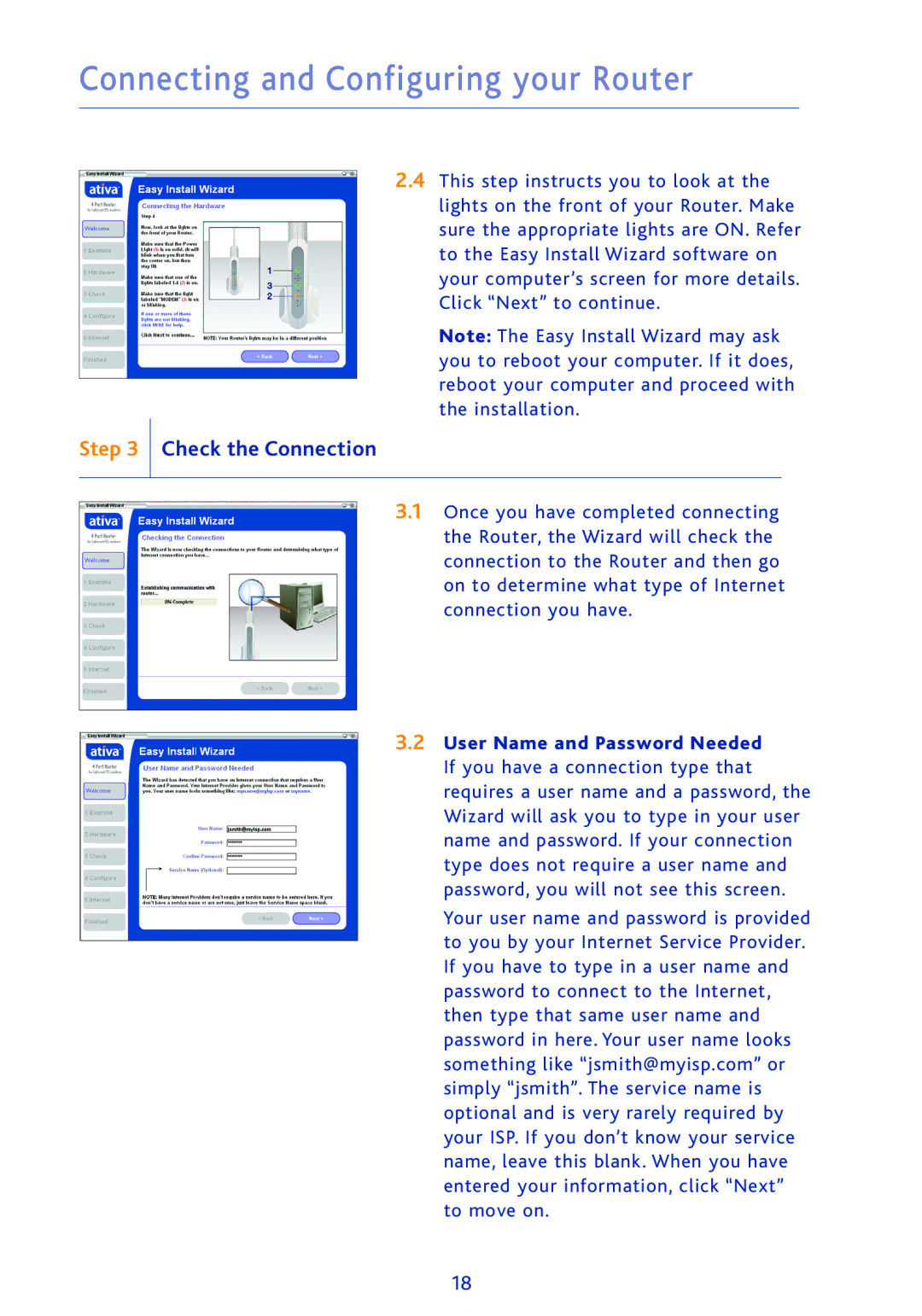 Ativa AWGR54 user manual Check the Connection 