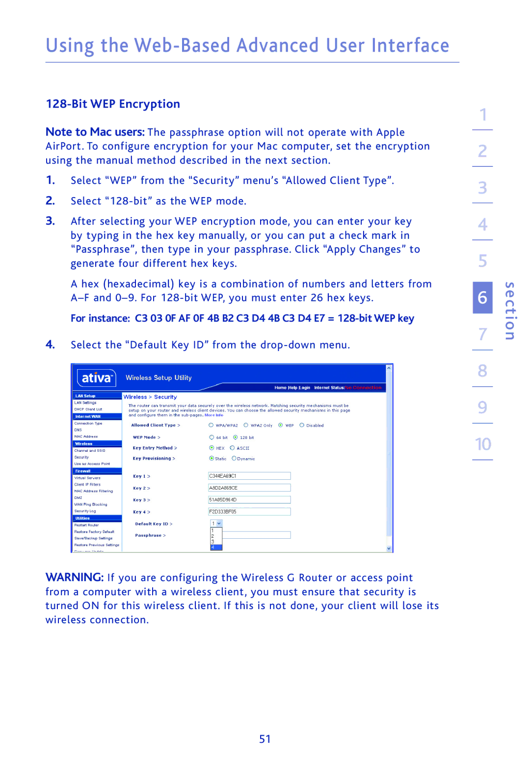 Ativa AWGR54 user manual Using the Web-Based Advanced User Interface 