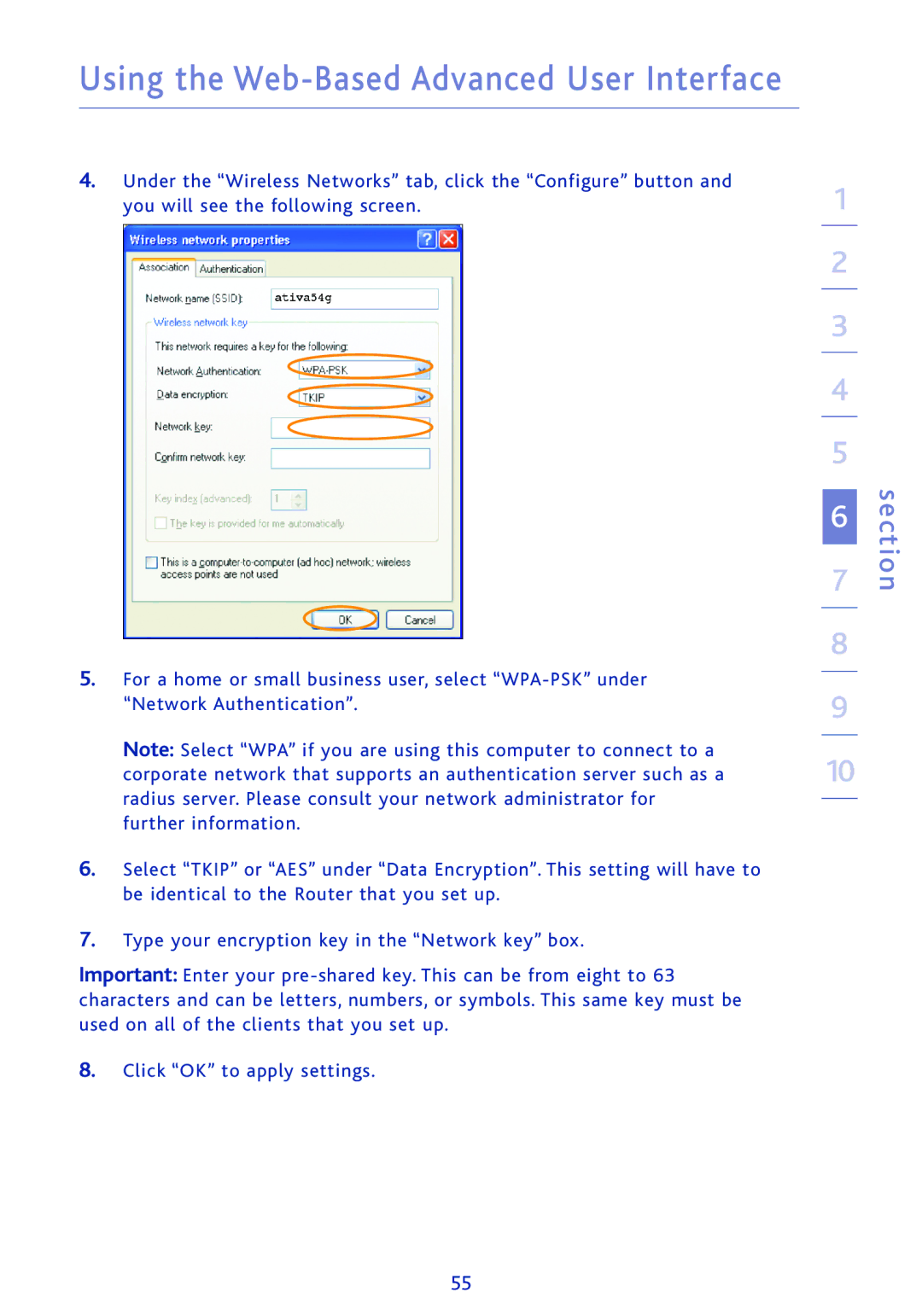 Ativa AWGR54 user manual Using the Web-Based Advanced User Interface 