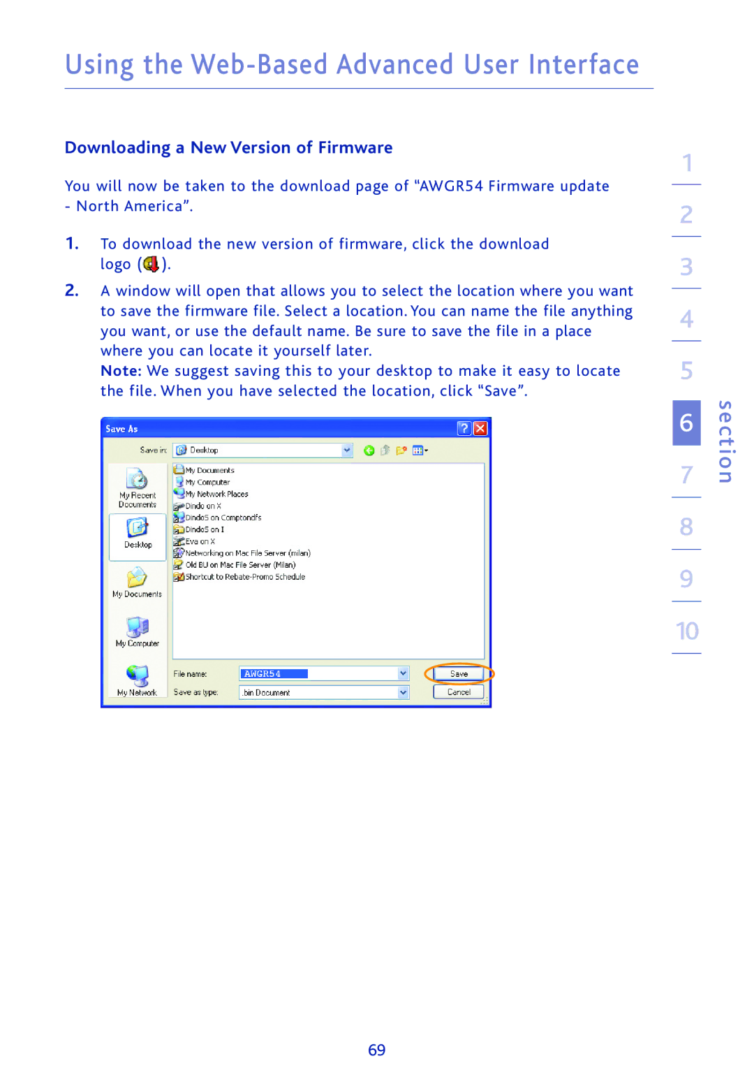 Ativa AWGR54 user manual Downloading a New Version of Firmware 