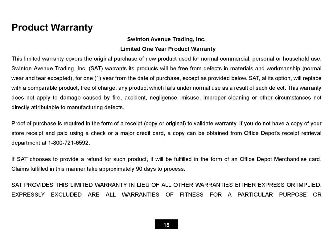 Ativa KS02 manual Product Warranty 