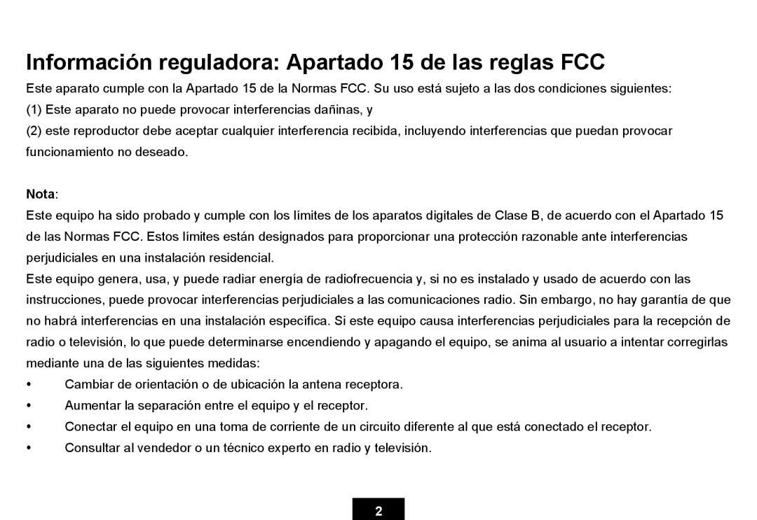 Ativa KS02 manual Información reguladora Apartado 15 de las reglas FCC, Nota 