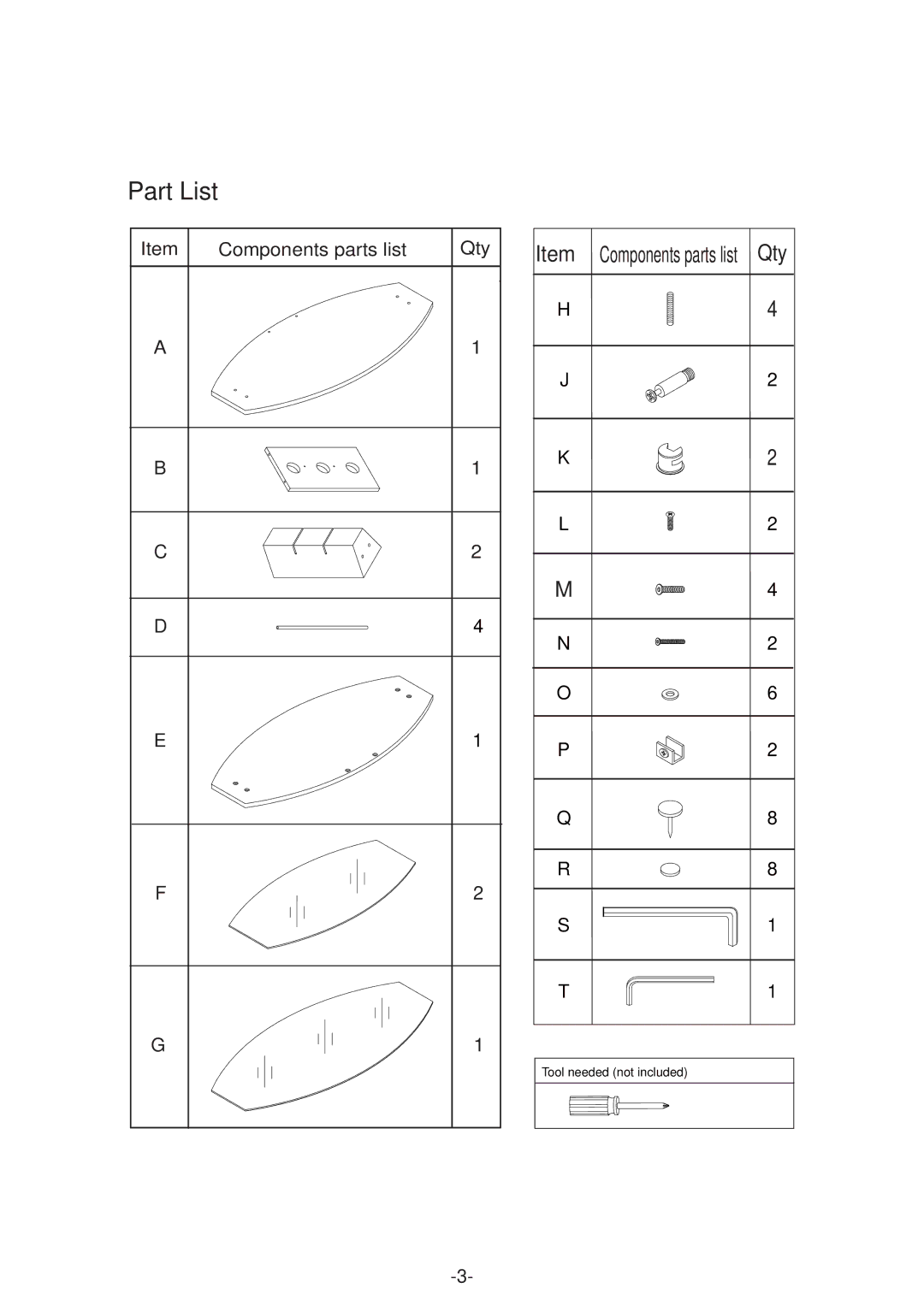 Atlantic 36835513 manual Part List 