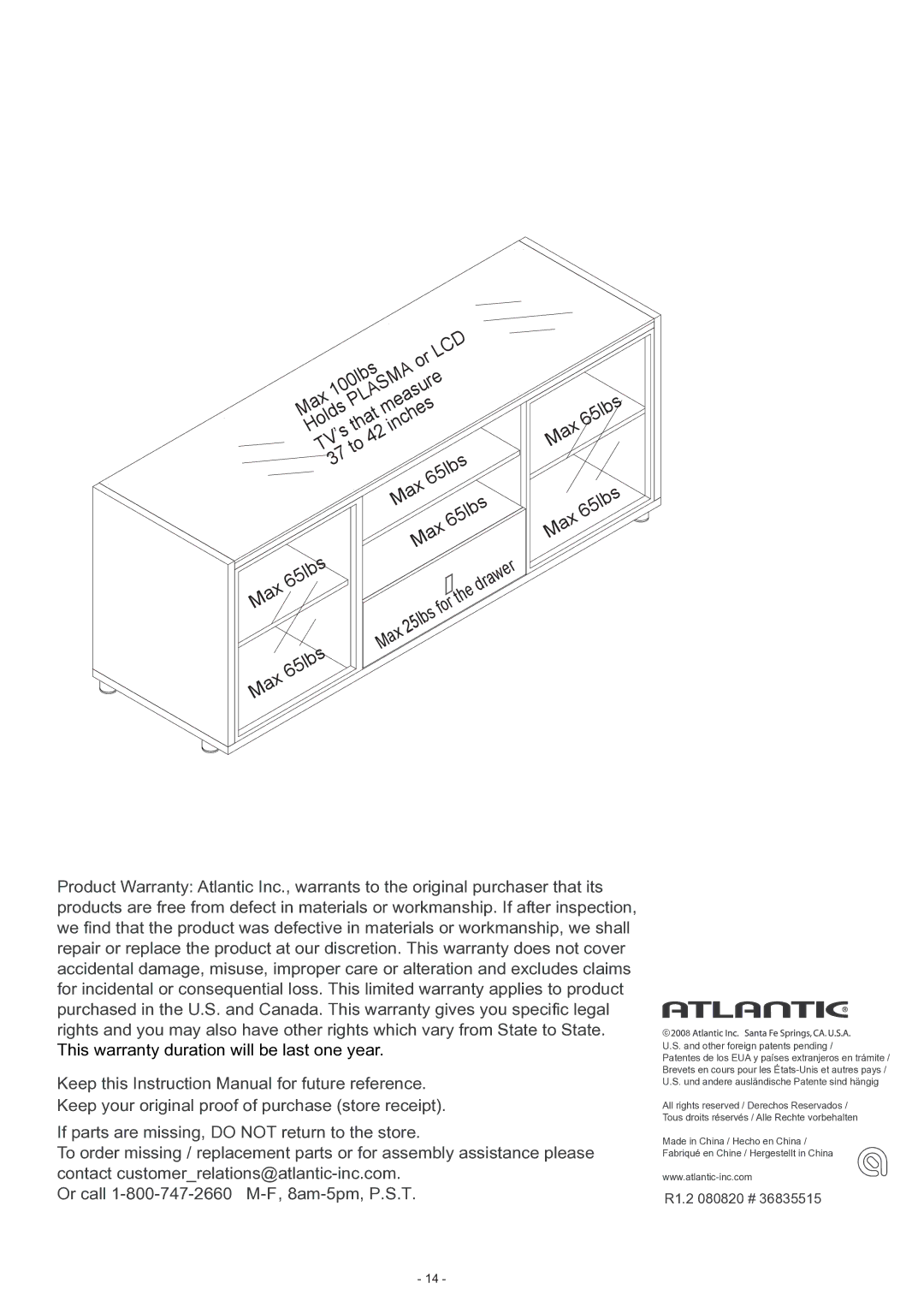 Atlantic 36835515 manual Lcd 