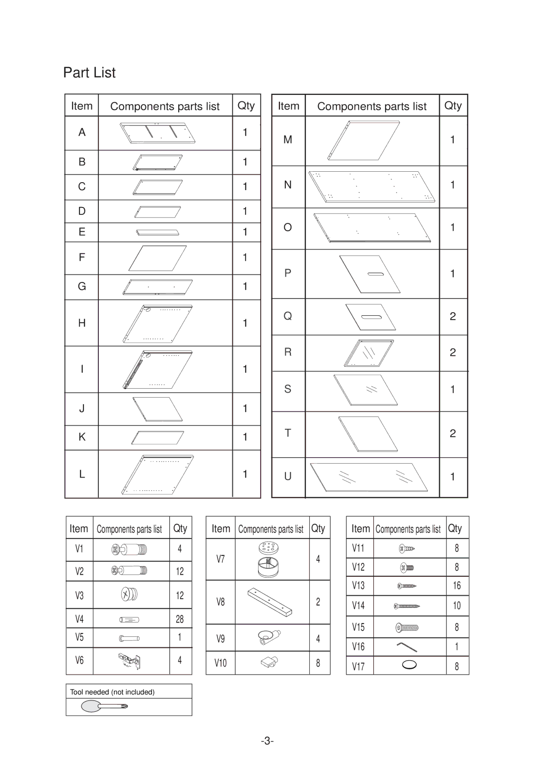 Atlantic 36835515 manual Part List 