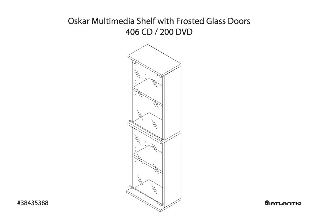 Atlantic manual Oskar Multimedia Shelf with Frosted Glass Doors 406 CD / 200 DVD, #38435388 