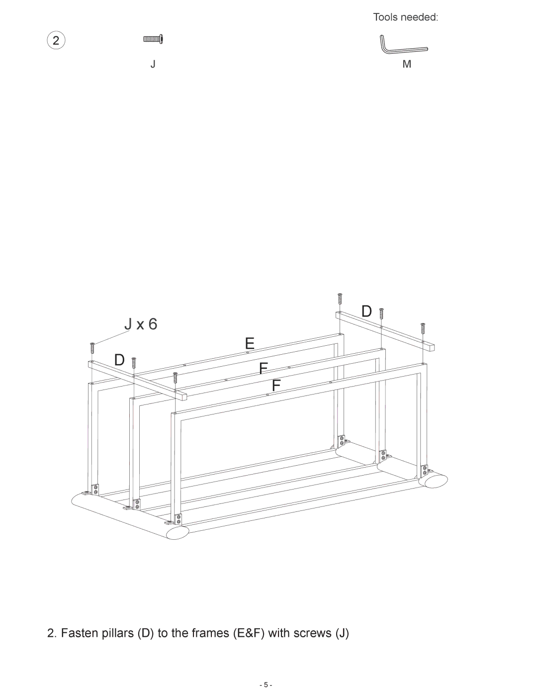 Atlantic 67035416 manual Fasten pillars D to the frames E&F with screws J 