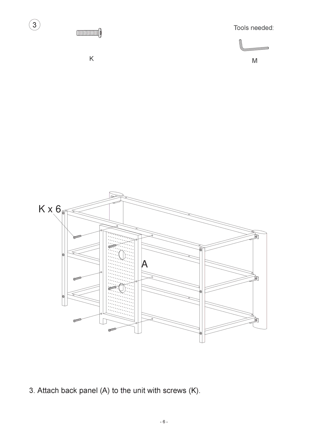 Atlantic 67035416 manual Attach back panel a to the unit with screws K 