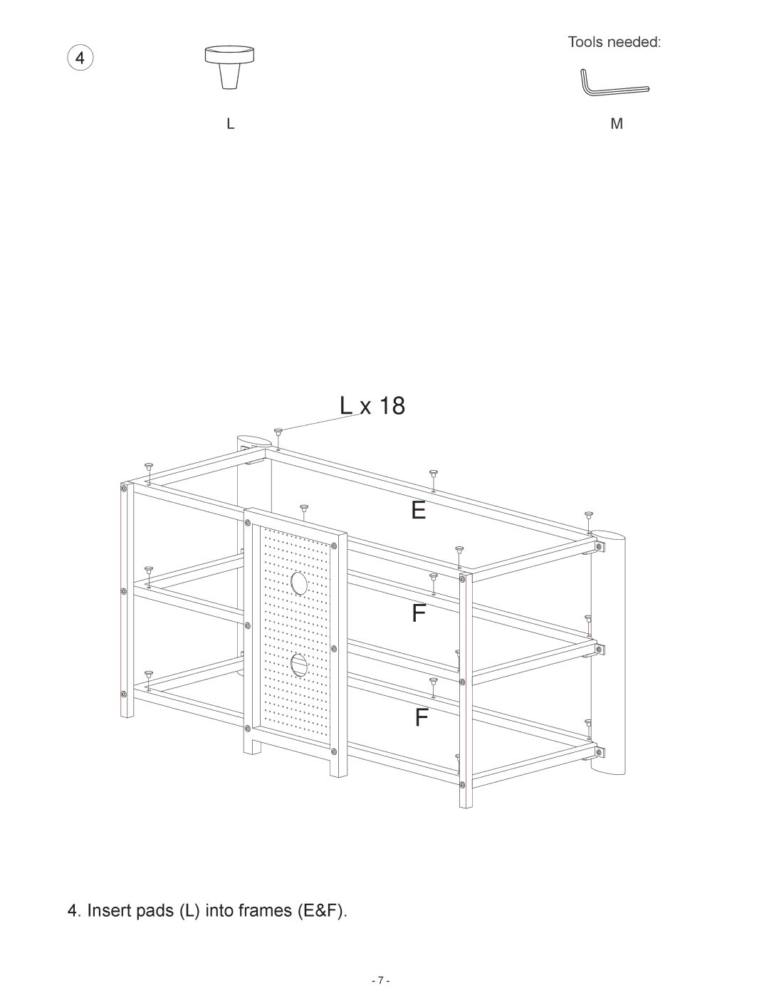 Atlantic 67035416 manual Insert pads L into frames E&F 