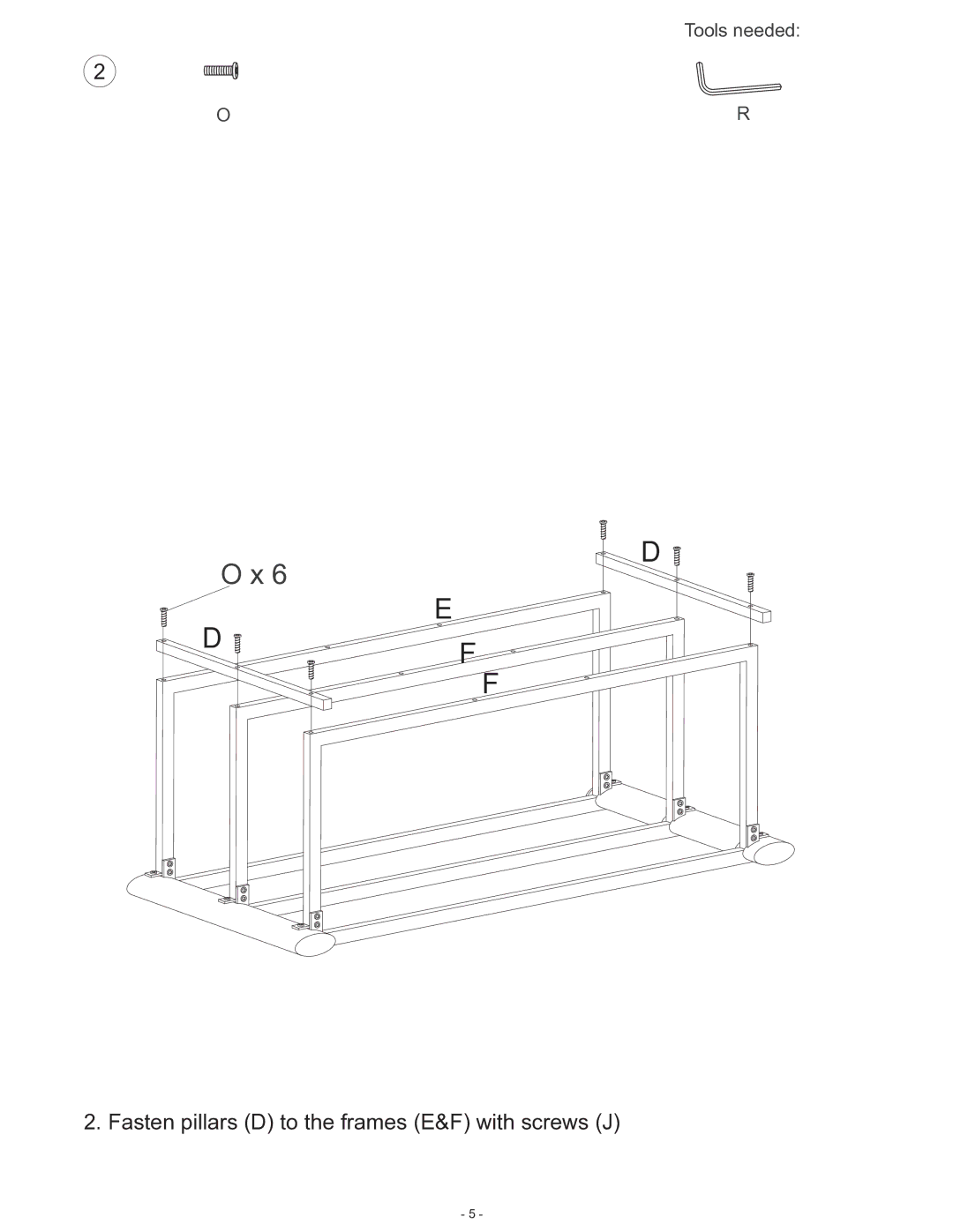 Atlantic 67035439 manual Fasten pillars D to the frames E&F with screws J 