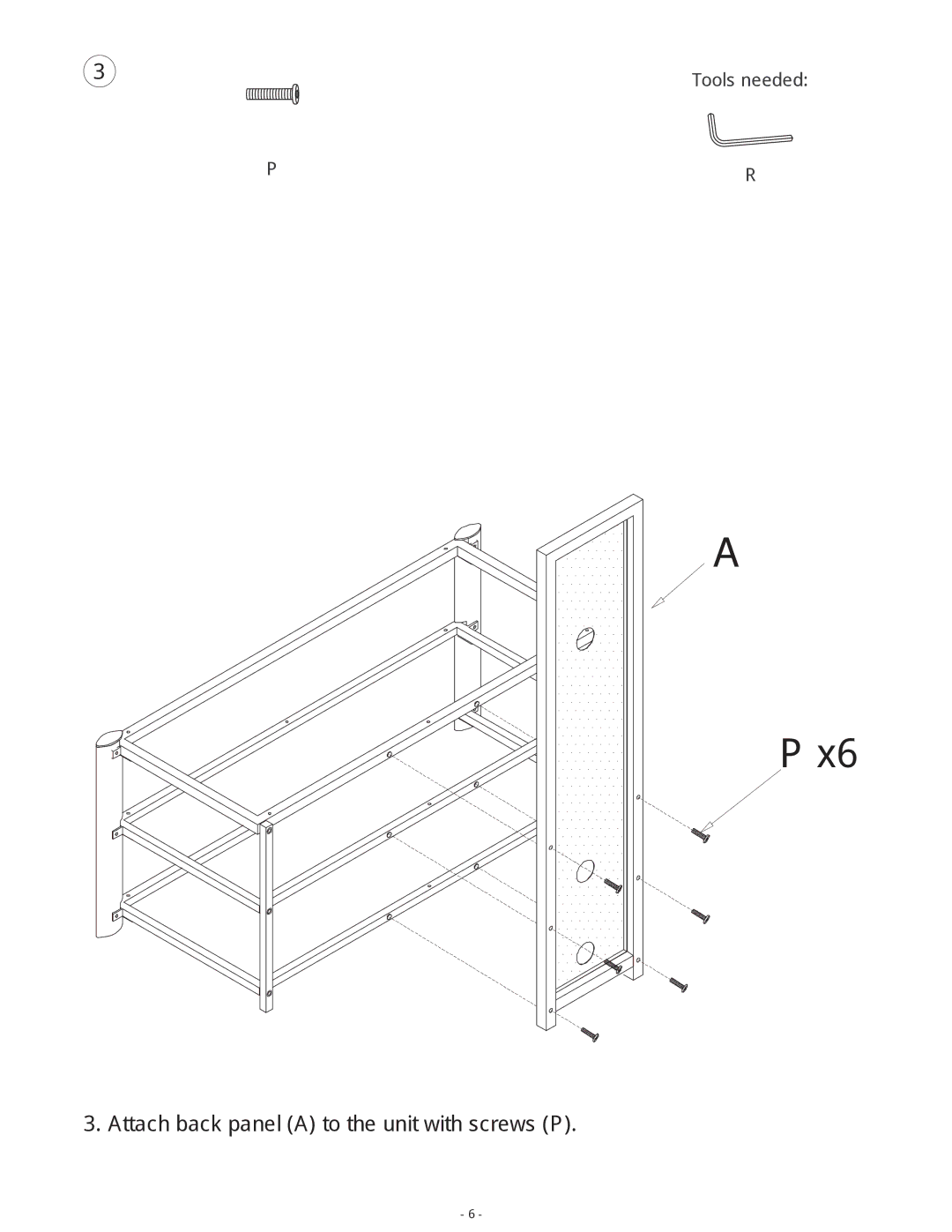 Atlantic 67035439 manual Attach back panel a to the unit with screws P 