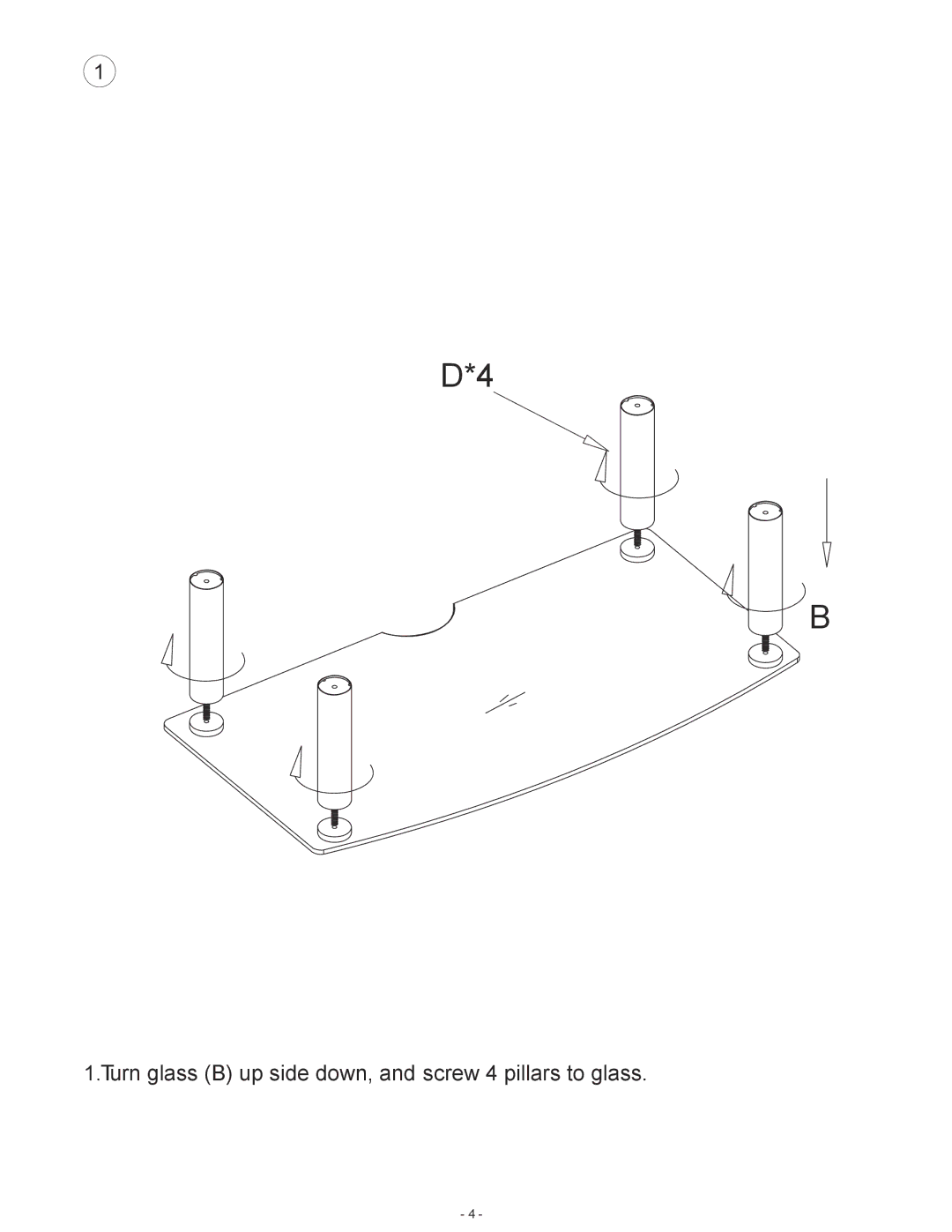 Atlantic 75435504 manual Turn glass B up side down, and screw 4 pillars to glass 