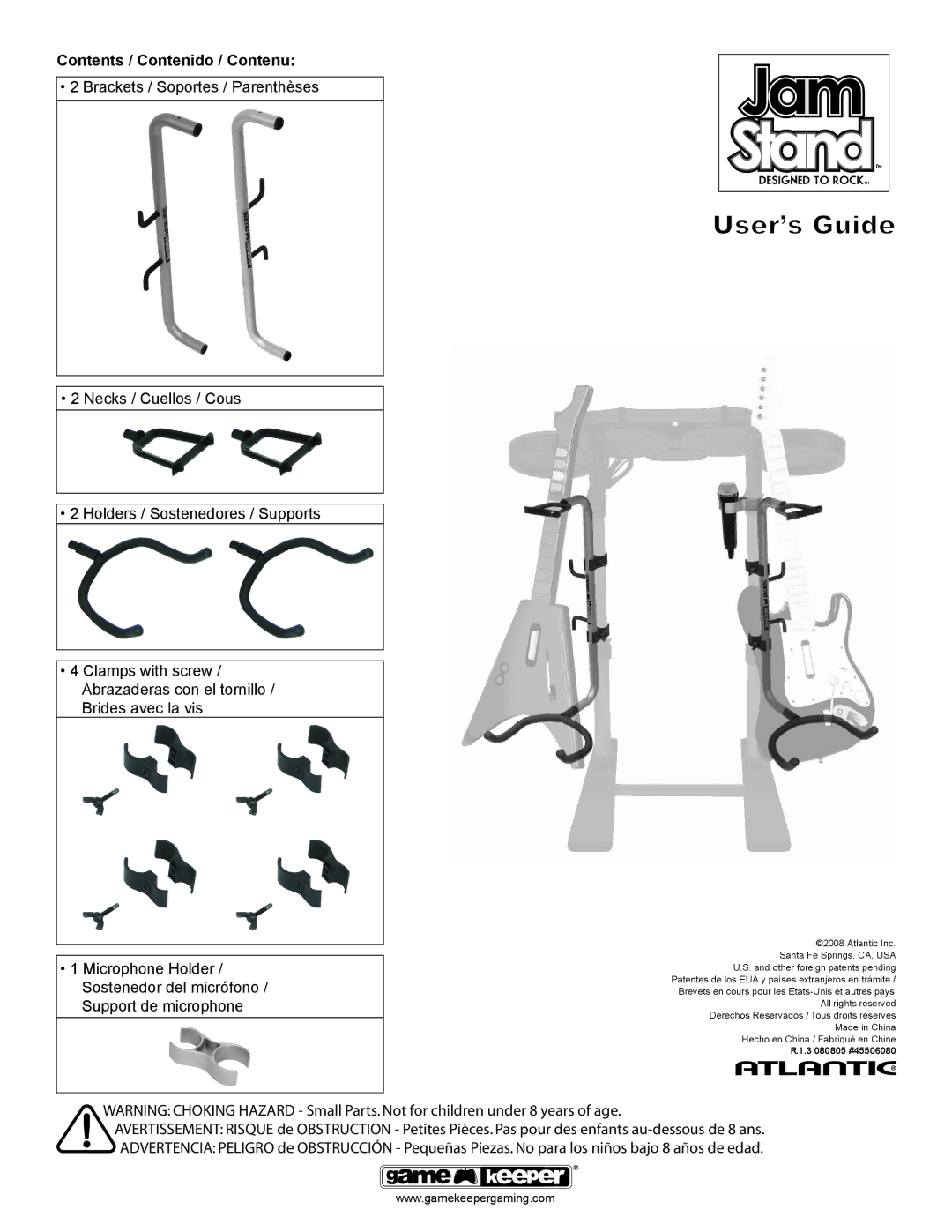 Atlantic Necks, Brackets, Holders, Clamps with screw, Microphone Holder manual User’s Guide, Contents / Contenido / Contenu 