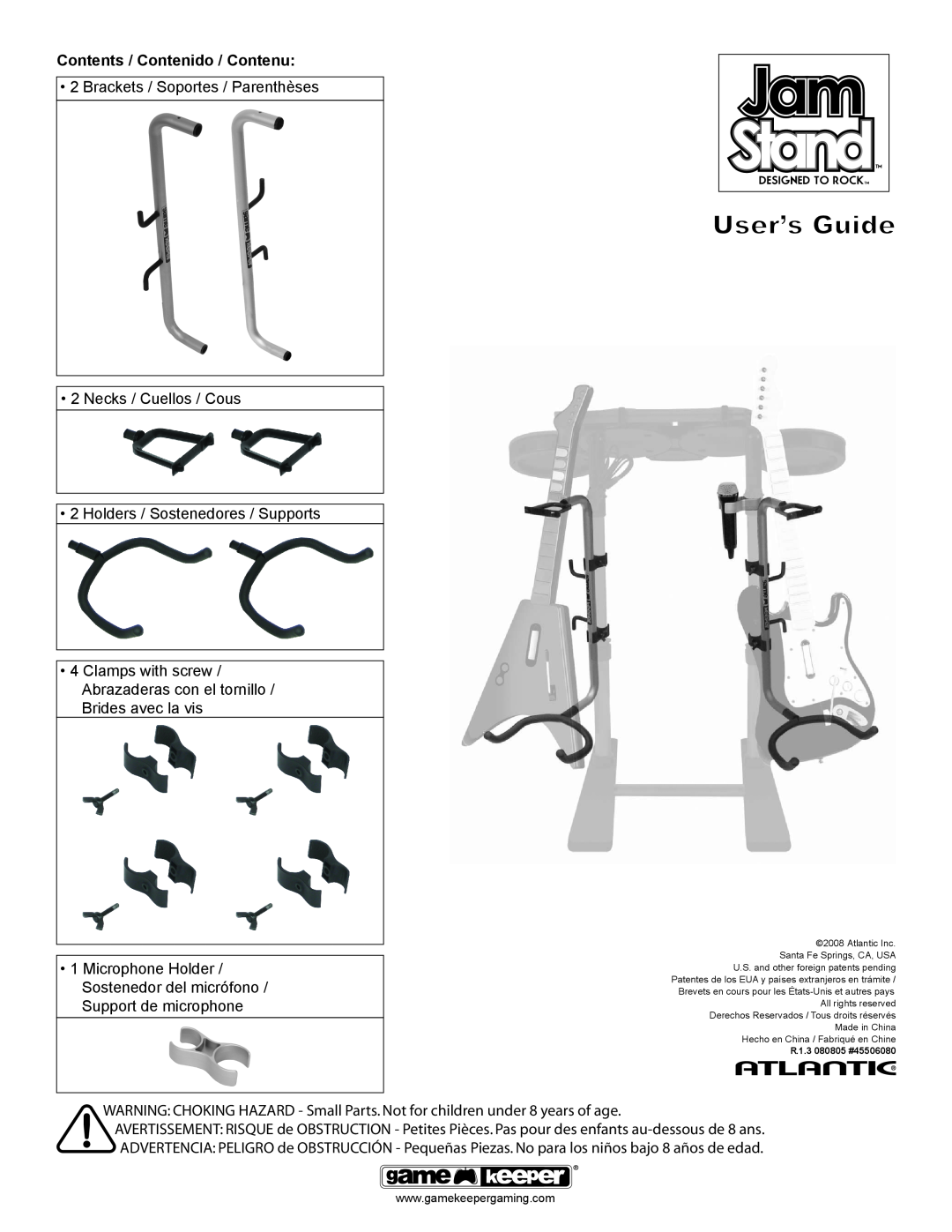 Atlantic Necks, Brackets, Holders, Clamps with screw, Microphone Holder manual Contents / Contenido / Contenu, User’s Guide 