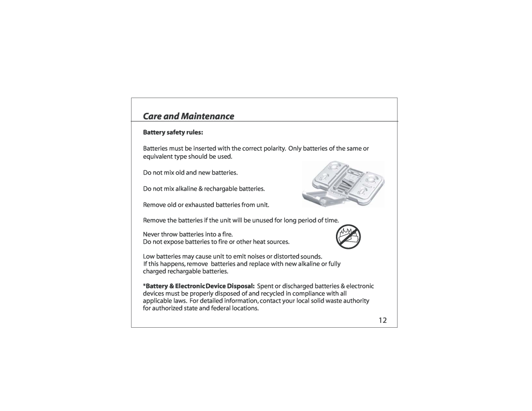 Atlantic EGO instruction manual Care and Maintenance, Battery safety rules 