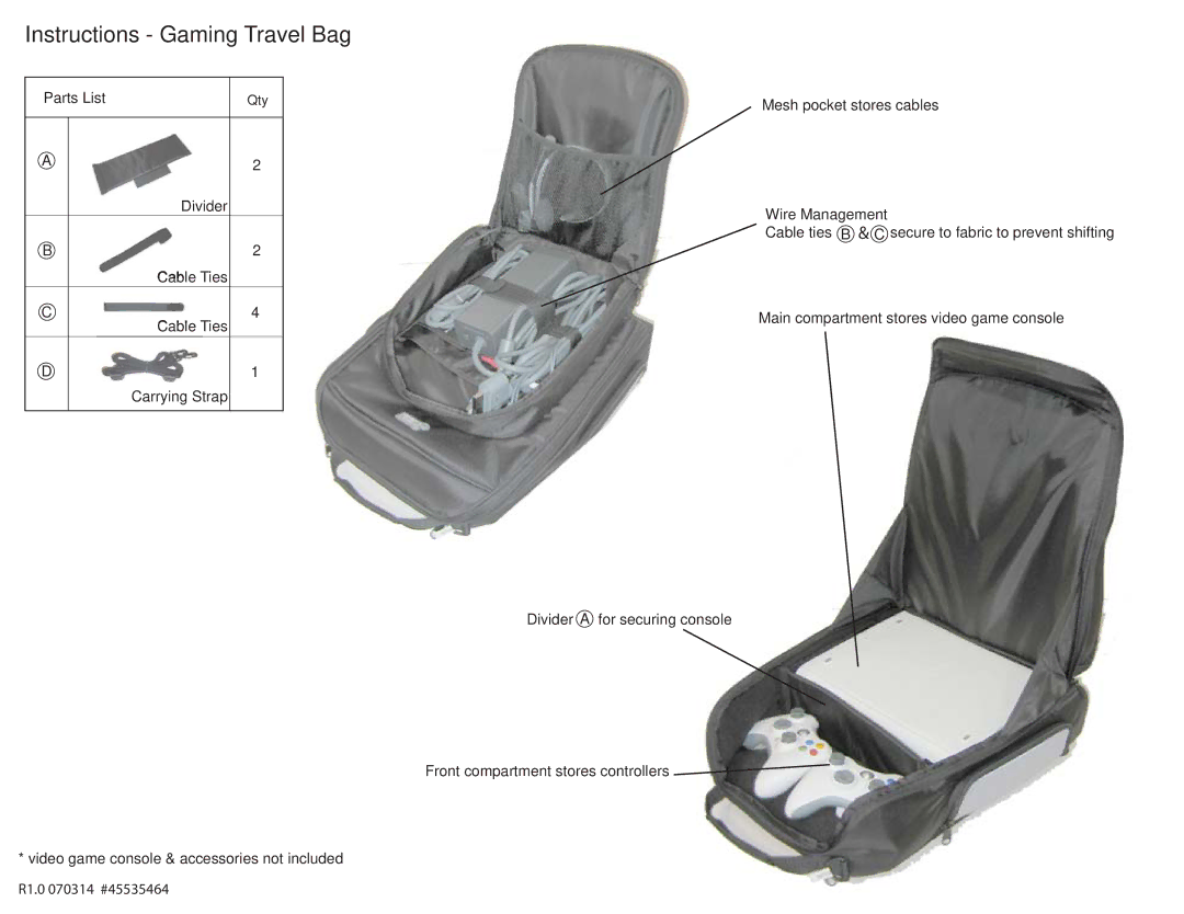 Atlantic manual Instructions Gaming Travel Bag 