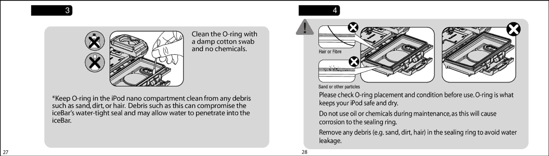 Atlantic iceBar instruction manual Clean the O-ring with a damp cotton swab and no chemicals 