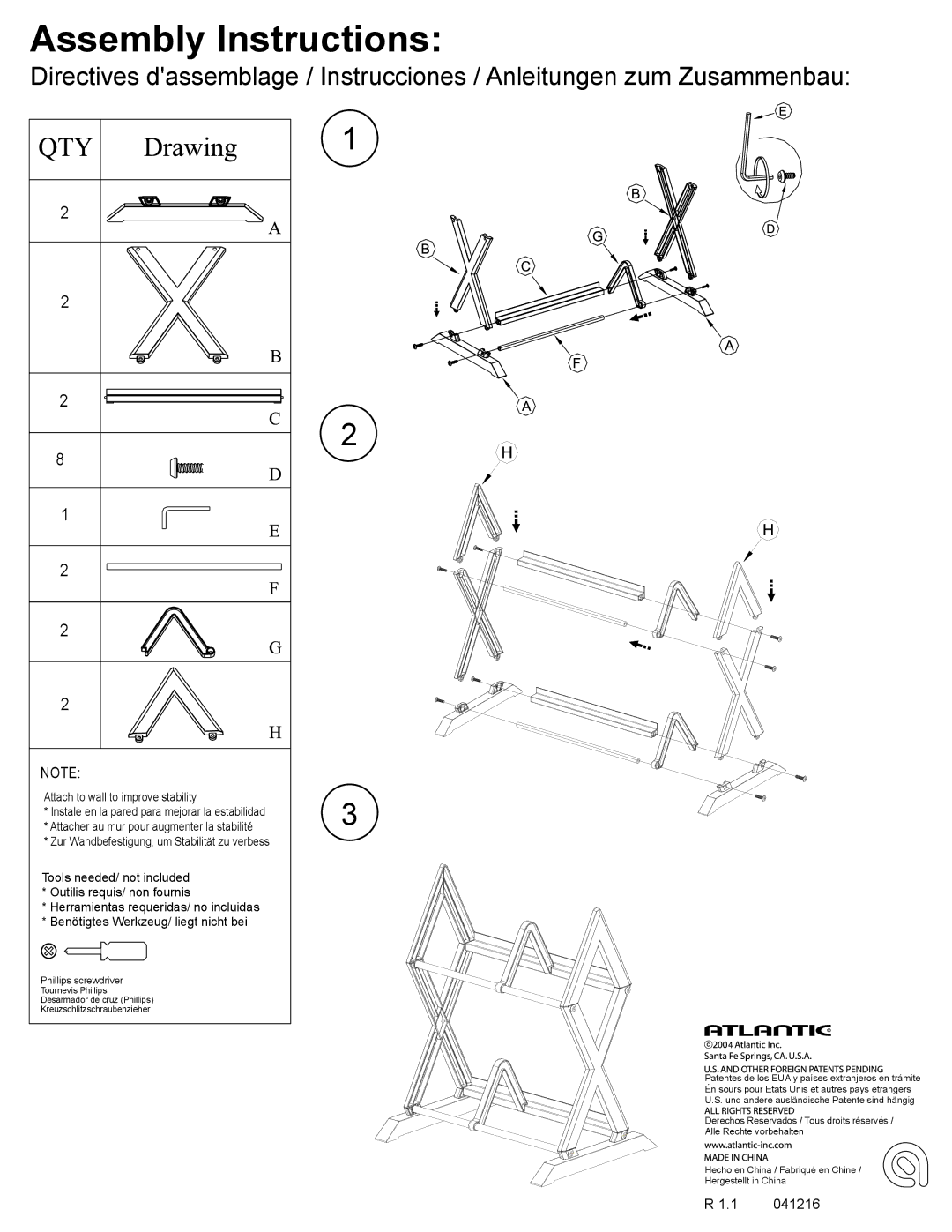 Atlantic Indoor Furniture manual Assembly Instructions 