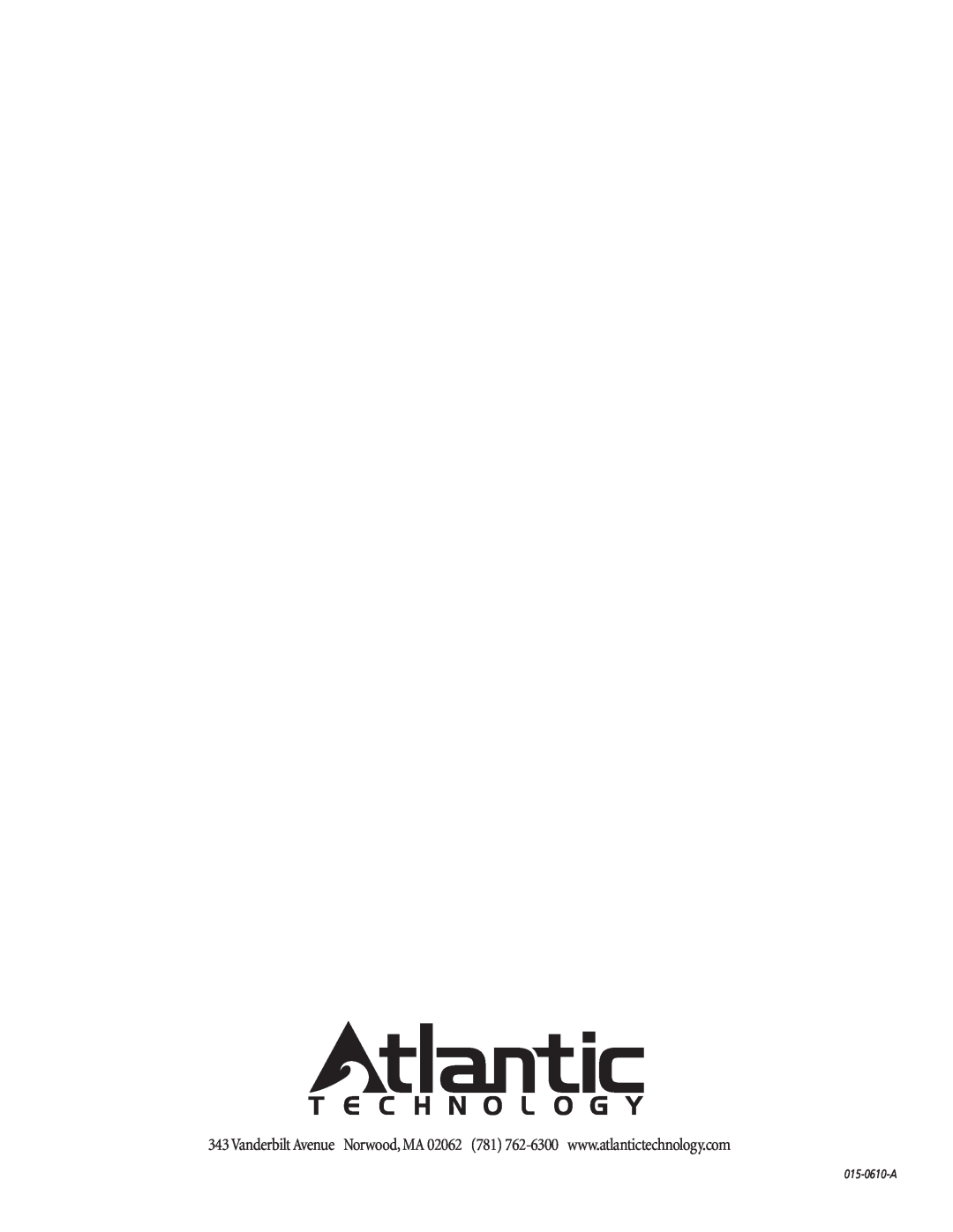 Atlantic Technology 10 CSB instruction manual 015-0610-A 