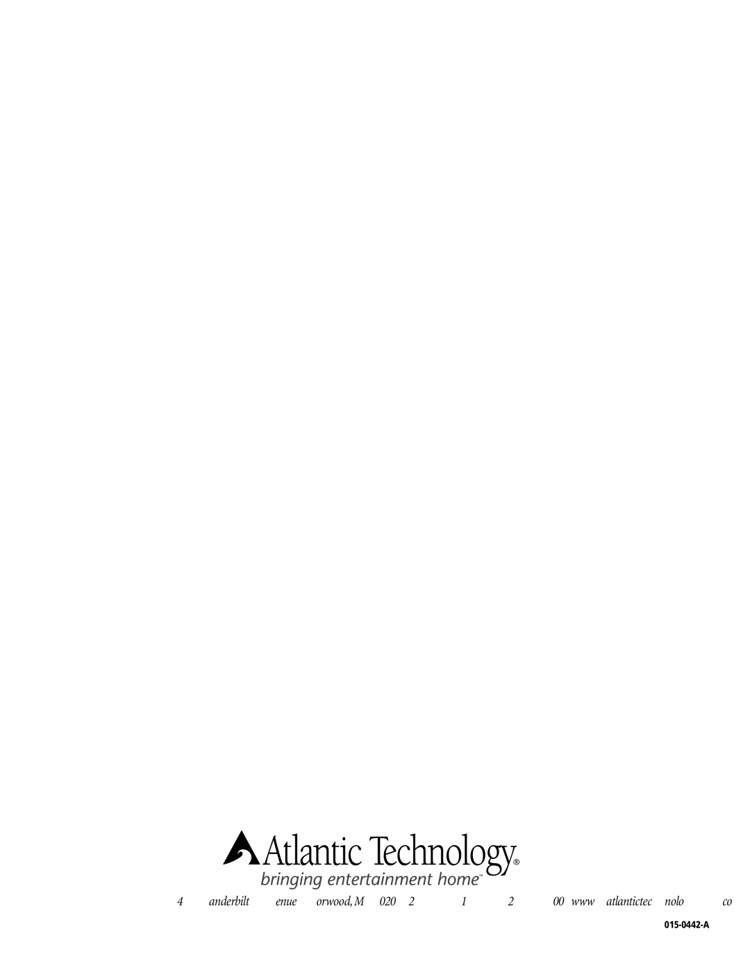 Atlantic Technology 102 SB, 422 SB, 212 SB instruction manual 015-0442-A 