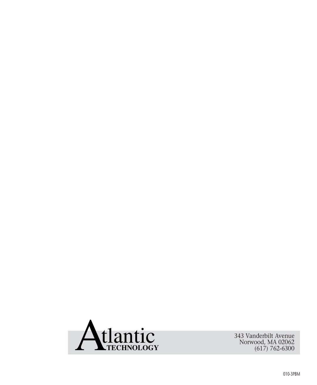 Atlantic Technology 162 PBM instruction manual Tlantic 