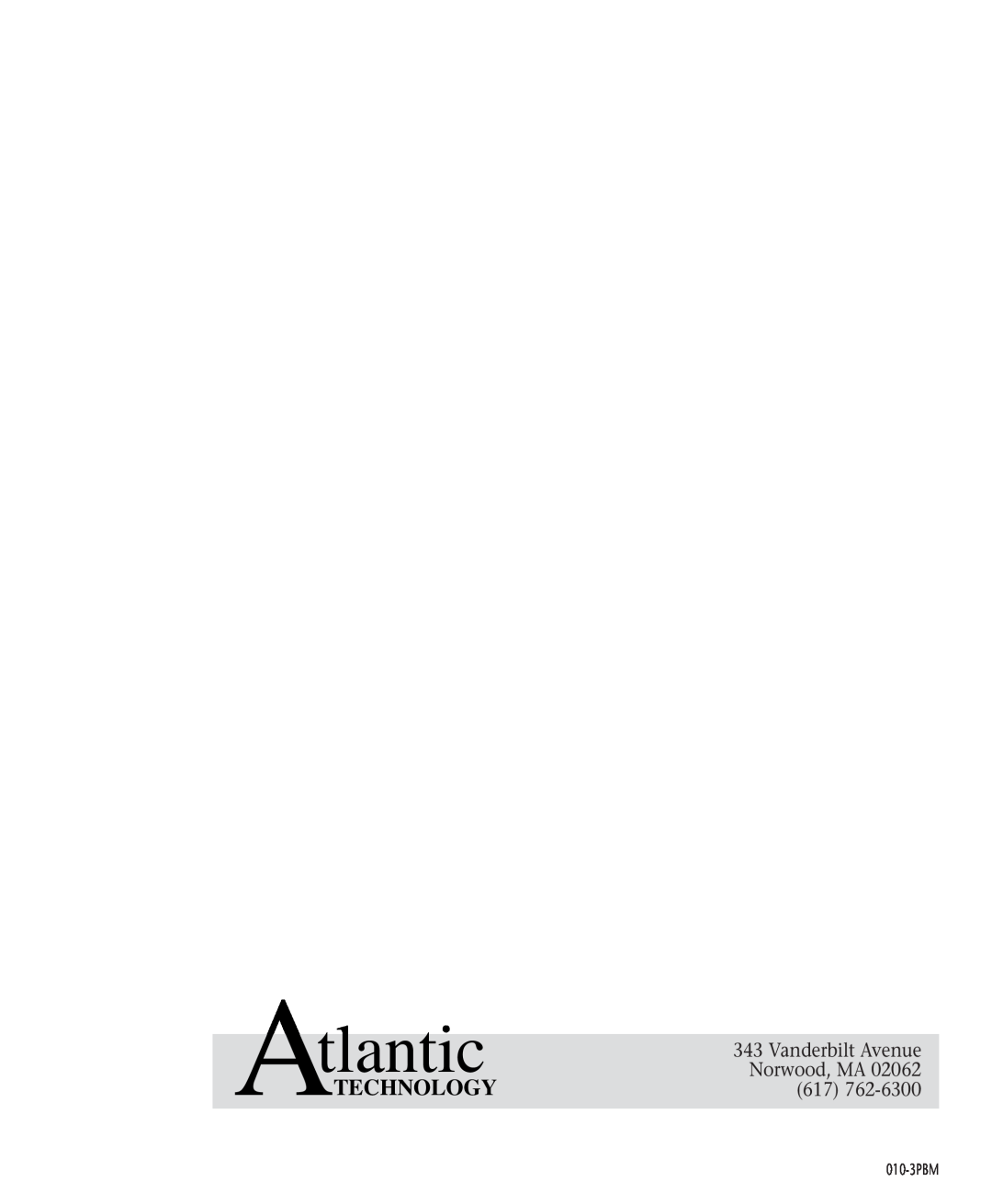 Atlantic Technology 162 PBM instruction manual tlantic, Atechnology 
