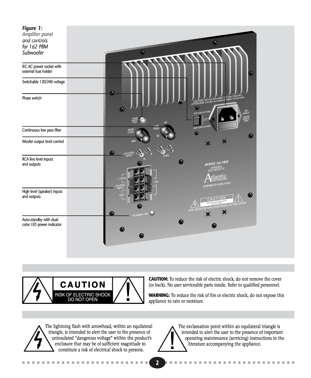 Atlantic Technology 162 PBM instruction manual Switchable 120/240 voltage Phase switch, Continuous low pass filter 