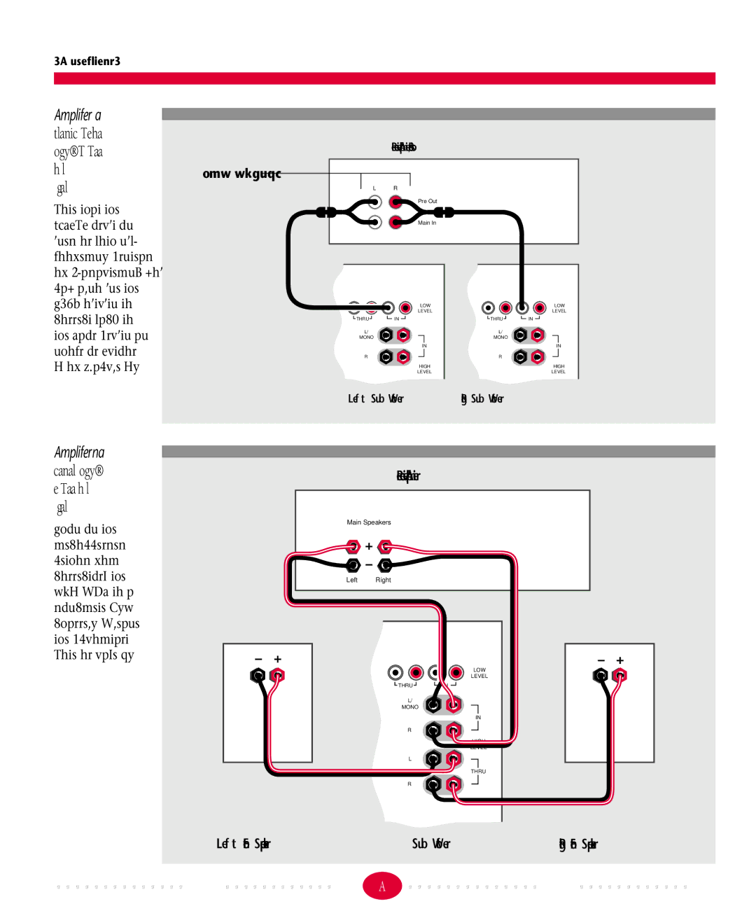 Atlantic Technology 172 PBM instruction manual Preamp Line Out/Low Level In for, Left Front Speaker Sub Woofer 