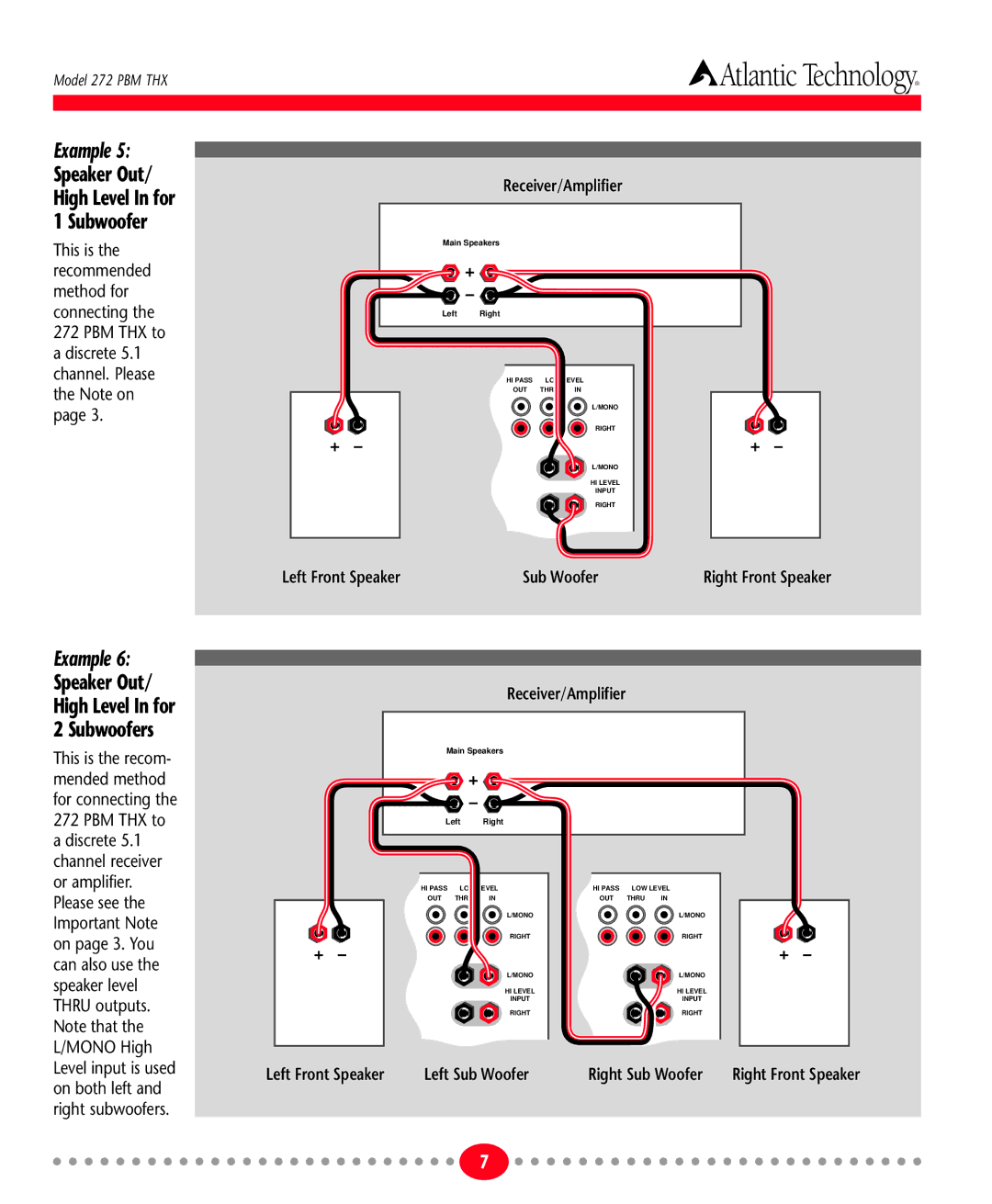 Atlantic Technology 272 PBM THX instruction manual Left Front Speaker Sub Woofer 