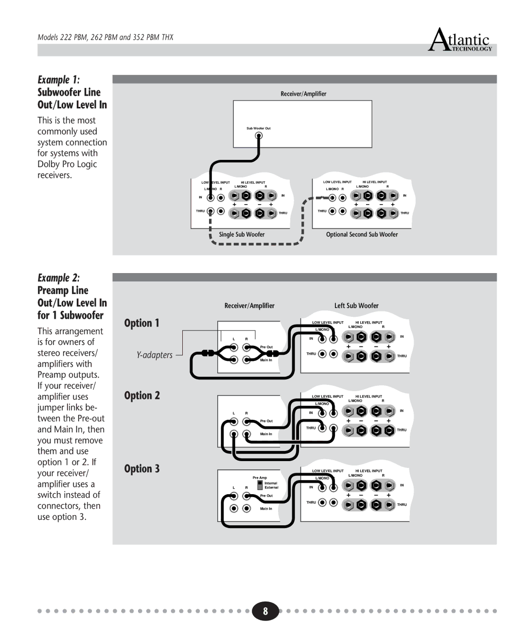 Atlantic Technology 262 PBM, 352 PBM THX, 222 PBM instruction manual Example 