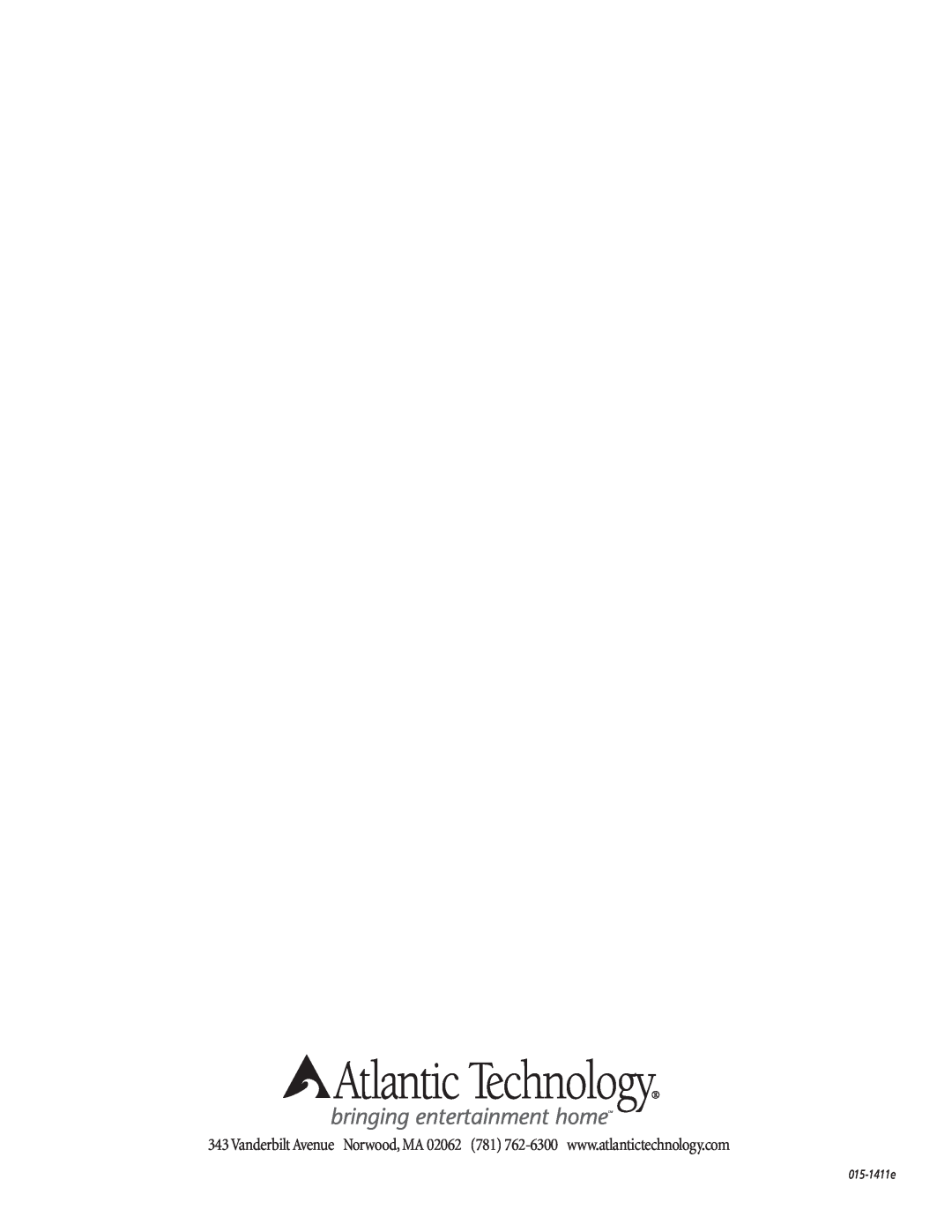 Atlantic Technology 4200e THX instruction manual 015-1411e 