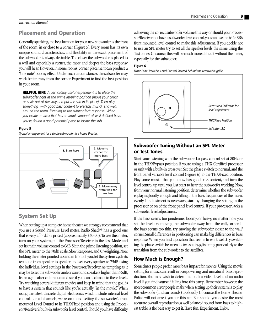 Atlantic Technology 642e SB instruction manual Placement and Operation, System Set Up 