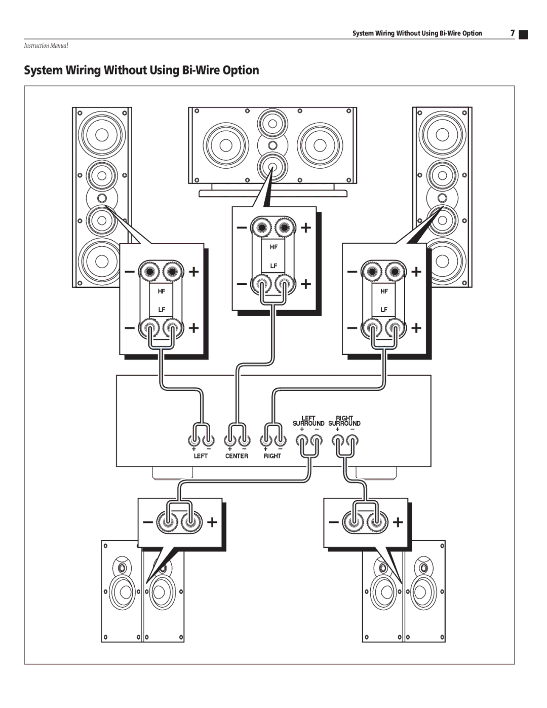 Atlantic Technology 8200E instruction manual System Wiring Without Using Bi-Wire Option 