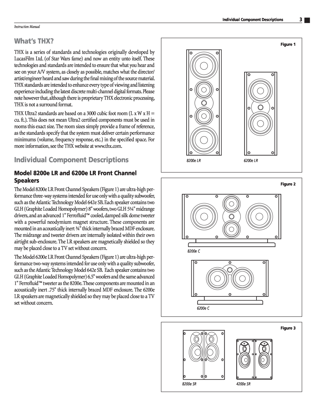 Atlantic Technology 8200E instruction manual What’s THX?, Individual Component Descriptions 