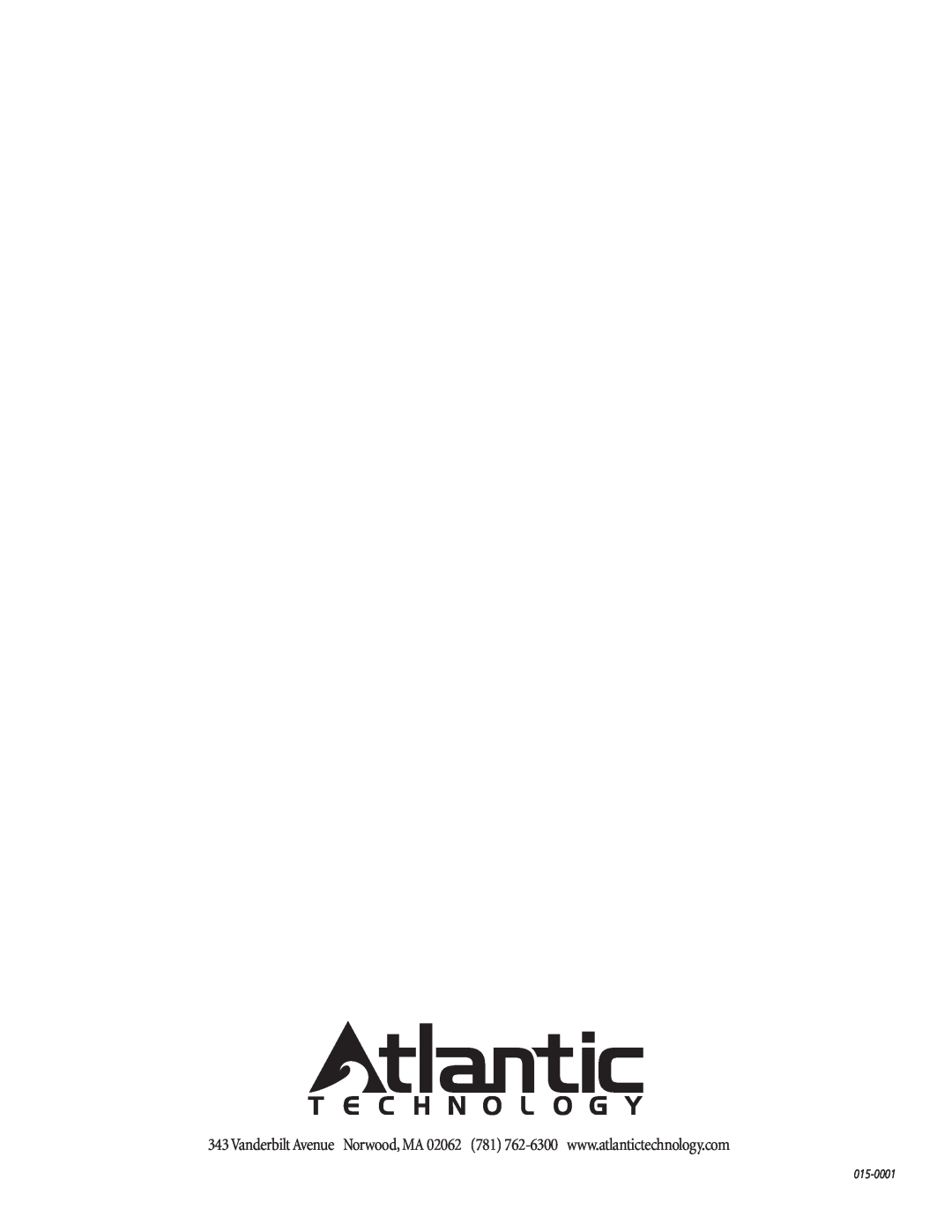 Atlantic Technology AT-1 instruction manual 015-0001 