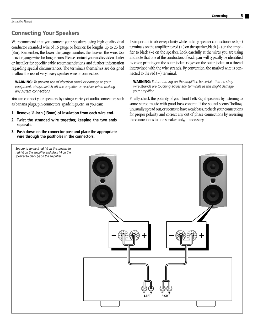 Atlantic Technology AW-424 instruction manual Connecting Your Speakers 