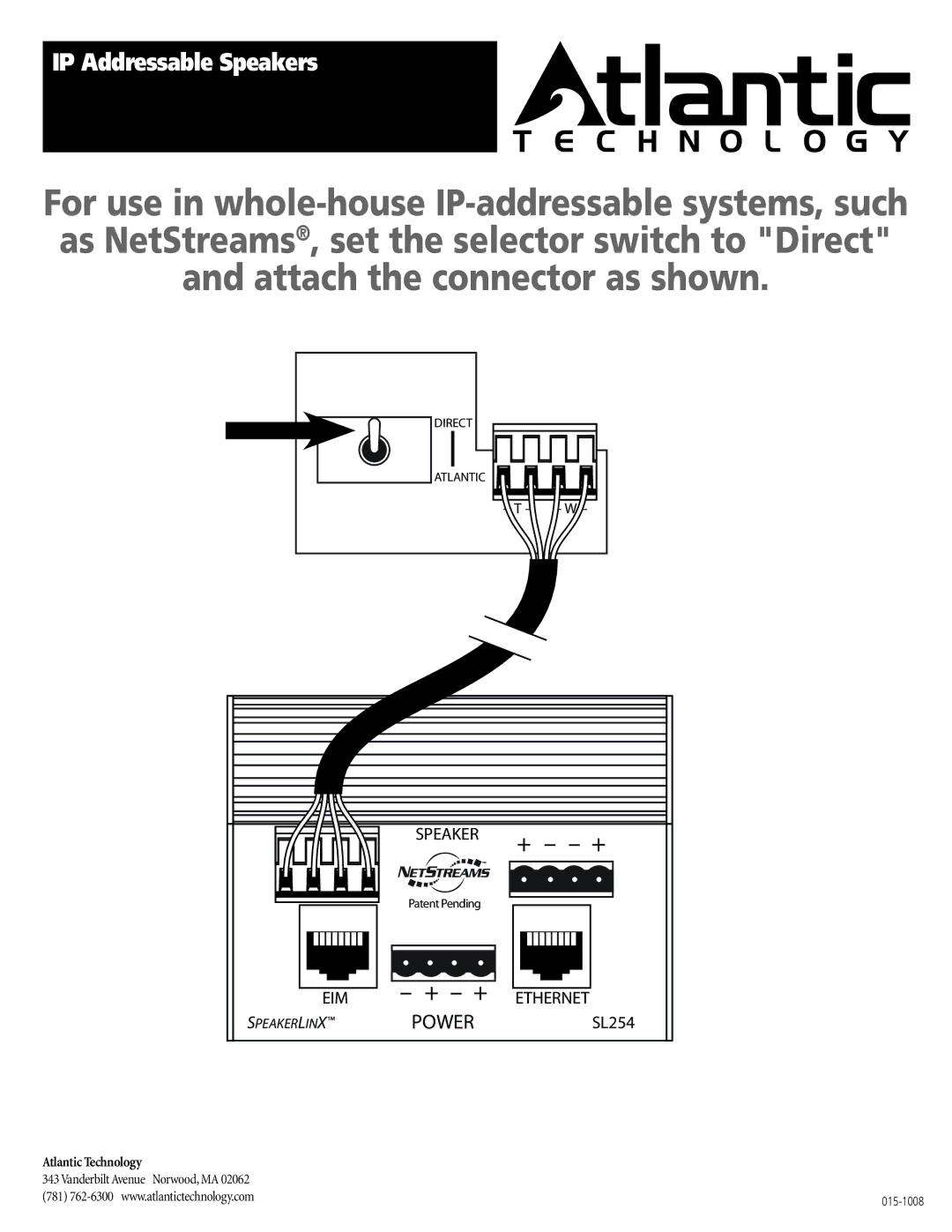 Atlantic Technology SL254 manual IP Addressable Speakers 