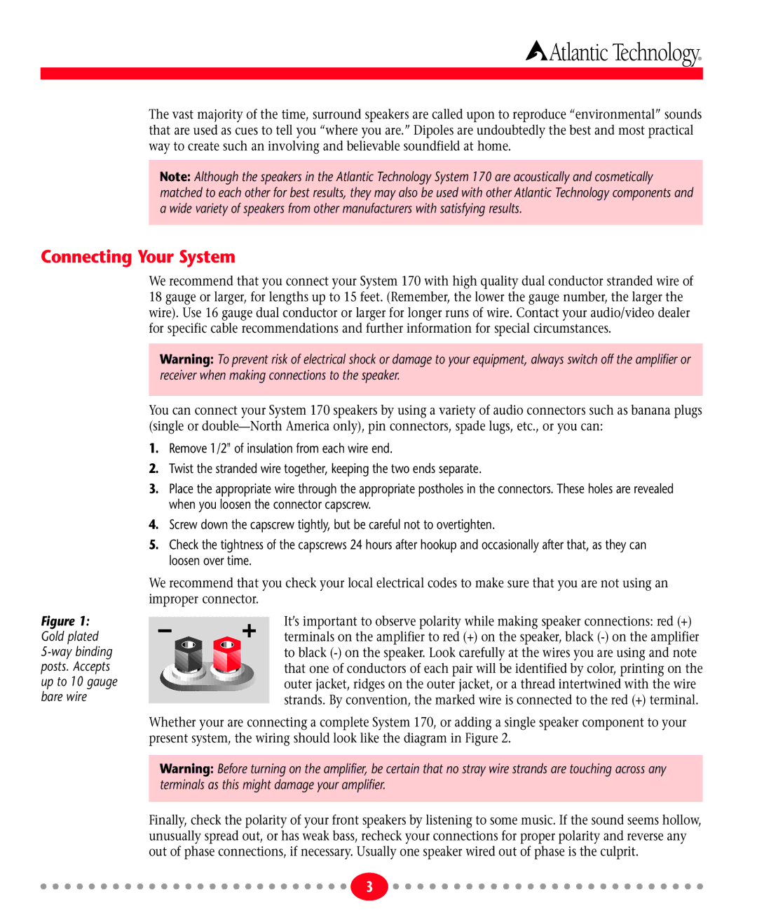 Atlantic Technology System 170 instruction manual Atlantic Technology, Connecting Your System 