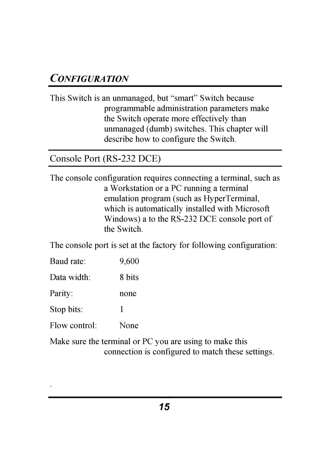 Atlantis Land 10/100Mbps manual Console Port RS-232 DCE, Configuration 